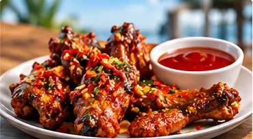Crunchy spice wings on a plate