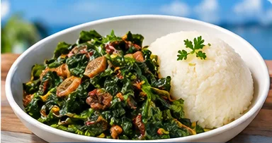 A bowl of mabonzo served with sadza