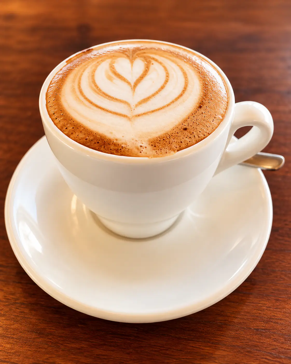 A cappuccino with heart latte art